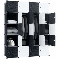 Naizy - diy Kleiderschrank Regalsystem aus Kunststoff Garderobenschrank Steckregal Steckregalsystem, Schwarz Weiß (20 Würfeln, mit 2 Kleiderstange) von NAIZY