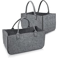 Filztaschen 2 Stück Kaminholztasche Filz, Faltbar Groß Kaminholzkorb Filztasche Shopper für Holz Zeitungen Kaminholz Filztasche - Hellgrau Naizy von NAIZY