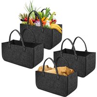 Naizy - Filztaschen 4 Stück Kaminholztasche Filz, Faltbar Groß Kaminholzkorb Filztasche Shopper für Holz Zeitungen Kaminholz Filztasche - Anthrazit von NAIZY