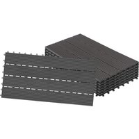 Fliesen wpc Terrassen- & Balkonfliesen 6x Holz Optik Garten Klickfliese Gesamt ca. 1m²(30x60cm/Stück, Anthrazit) Naizy von NAIZY