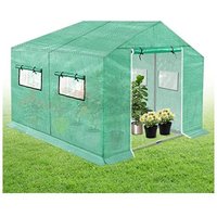 Gewächshaus 4,5x2x2m 9㎡ Foliengewächshaus HDPE+LDPE+Verzinktes Rohr Greenhouse mit Fenster Tomatenhaus Winterfest UV-Schutz Folienzelt Grün Naizy Gewächshaus 4,5x2x2m 9㎡ Foliengewächshaus HDPE+LDPE+Verzinktes Rohr Greenhouse mit Fenster Tomatenhaus Winterfest UV-Schutz Folienzelt Grün Naizy von NAIZY