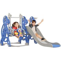 Rutsche Kinderrutsche 4-in-1 Set, Kinder Spielzeugrutsche Indoor Outdoor mit Basketballkorb & Schaukelstuhl, für Max 50KG ab 1-6 Jahre Kinder (Type von NAIZY