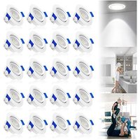 LED Einbaustrahler 5W LED Deckenspot Kaltweiß Einbauleuchten 20pcs Set LED Deckenstrahler IP21 ABS Kunstdoff + Acrylgläser Spotlight, für Bad Küche von NAIZY
