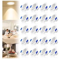 LED Einbaustrahler 5W LED Deckenspot Warmweiß Einbauleuchten 20pcs Set LED Deckenstrahler IP21 ABS Kunstdoff + Acrylgläser Spotlight, für Bad Küche von NAIZY
