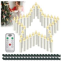 LED Kerzen 40er Weihnachtskerzen Kabellos Warmweiß Weihnachtscandle mit Fernbedienung Weinachten Kerzen IP44 LED Candle mit Clip, für Feste Deko von NAIZY
