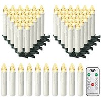 LED Kerzen 50er Weihnachtskerzen Kabellos Warmweiß Weihnachtscandle mit Fernbedienung Weinachten Kerzen IP44 LED Candle mit Clip, für Feste Deko von NAIZY