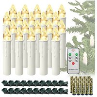 LED Kerzen mit Fernbedienung 20 stück Warmweiß Weihnachtskerzen Flackernde Flamme Kabellose mit Batterie und Clip IP44 für Outdoor LED Kerzen mit Fernbedienung 20 stück Warmweiß Weihnachtskerzen Flackernde Flamme Kabellose mit Batterie und Clip IP44 für Outdoor von NAIZY