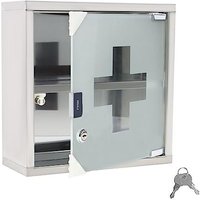 Medizinschrank 2 Fächer Apothekerschrank aus Edelstahl mit Gefrostet Glasmagnettür & 2 Schlüssel Medikamentenschrank abschließbar Hängend Medizinschrank 2 Fächer Apothekerschrank aus Edelstahl mit Gefrostet Glasmagnettür & 2 Schlüssel Medikamentenschrank abschließbar Hängend von NAIZY