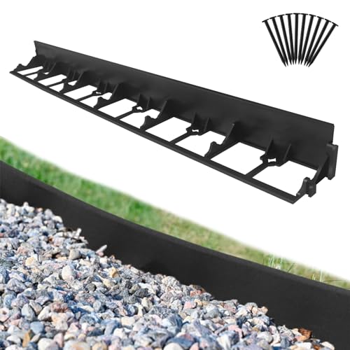 NAIZY 12m Rasenkante mit 50 Erdanker Beeteinfassung Biegbarer Kunststoff Pflasterkante Beetumrandung 7,8cm Hohe Mähkante Gartenpalisade für Garten Rasen Dekorativ, Schwarz (12 Stück/12m) von NAIZY