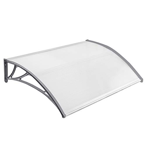 NAIZY 150 x 100cm Vordach für Haustür Pultbogenvordach Überdachung Haustür aus Polycarbonat und Aluminium Rahmen für Garage Balkon Fenster Haus - Grau von NAIZY