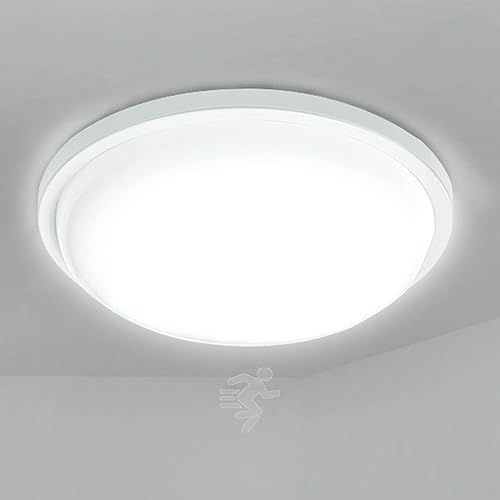 NAIZY 15W LED Deckenleuchte mit Bewegungsmelder, LED Sensor Deckenlampe Flurleuchte Moderne Rund Deckenlampe mit IP44 Wasserdicht für Wohnzimmer Schlafzimmer φ22cm Kaltweiß von NAIZY