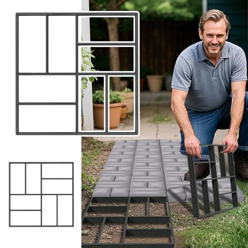 NAIZY 2 Stück DIY Betonform 40x40cm Schalungsform 8 Gitter NO.3 Quadrat Pflasterform Gehweg Gießform Beton Schablone Pflasterschablone Kunststoff, für Trittsteinen Garten Rasenbahnen von NAIZY