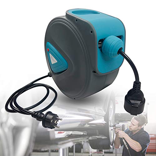 NAIZY 20m Automatik Kabeltrommel mit Verlängerungskabel und 180° Drehbar Überlastschutz Automatischer Elektrokabel Kabelaufroller für Wandmontage von NAIZY