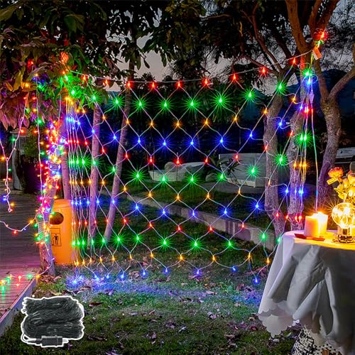 NAIZY 6 x 4 m LED Lichternetz Lichtervorhang Lichterkette Deko Leuchte Netz für Innen und Außen Party Weihnachtsdeko Hochzeit - 480 LEDs RGB von NAIZY
