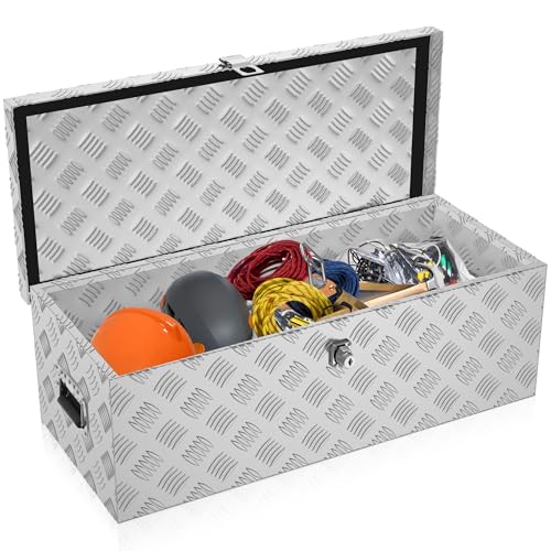 NAIZY Alukiste mit Deckel 60L Aluminium 76x33x24 cm Transportbox Werkzeugkasten mit Schloss & Schlüsseln & Griff Werkzeugbox Transportkoffer, Silber NAIZY Alukiste mit Deckel 60L Aluminium 76x33x24 cm Transportbox Werkzeugkasten mit Schloss & Schlüsseln & Griff Werkzeugbox Transportkoffer, Silber von NAIZY