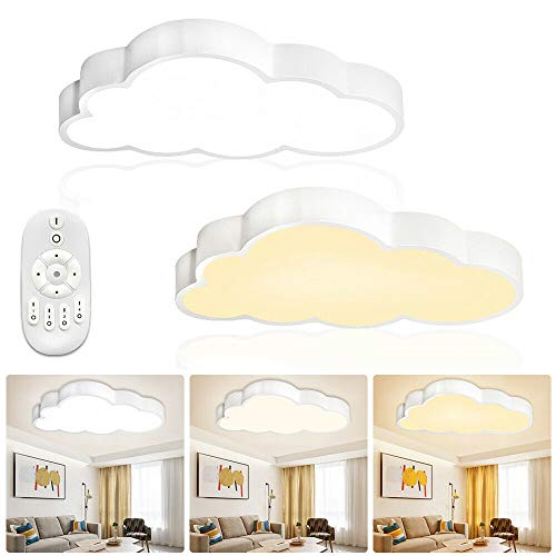 NAIZY Deckenleuchte Wolke Kinderzimmerlampe 48W Cartoon Kinderzimmer Lampe Wolken mit Fernbedienung für Kinder Mädchen Baby - Dimmbar von NAIZY