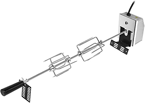 NAIZY Drehspieß für Gasgrill Grillspieß Set inkl. 4X Fleischnadeln und Edelstahl Motor 220V - 240V Universal Einsetzbar aus Edelstahl Elektrischer Drehspieß BBQ für Rotisserie und Gasgrill von NAIZY