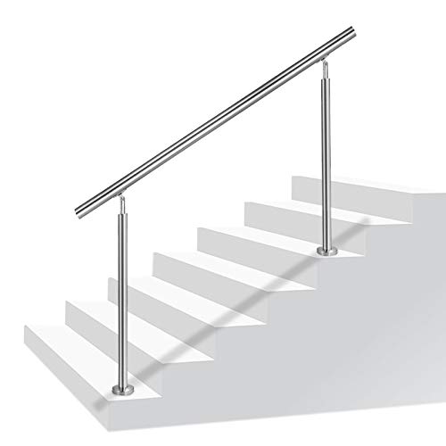 NAIZY Edelstahl-Handlauf Geländer Treppengeländer mit 2 Pfosten für Balkon Treppen Innen und Außen - 80cm Ohne Querstreben von NAIZY