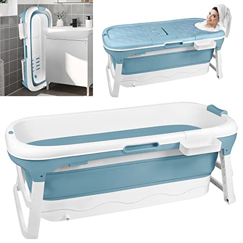 NAIZY Faltbare Badewanne 128 * 62 * 52cm Faltbadewanne PP+TPE Foldable Tragbar Klappbadewanne Inneen-Außen Bathtub mit Griff Erwachsene & Baby Mobile Badewanne für Badezimmer SPA von NAIZY