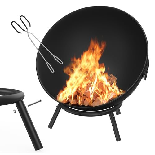 NAIZY Feuerschale Ø60cm Runde Feuerstelle mit wasserfeste Schutzhülle Multifunctional Metall Fire Pit Für Innen-Außen BBQ Heizung Holzbefeuerung von NAIZY
