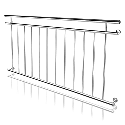 NAIZY Französischer Balkon Geländer Edelstahl Balkongeländer 90cm hoch Treppengeländer Terrassengeländer φ38mm Balkonschutz Balkongitter, 156x90cm(LxH) von NAIZY