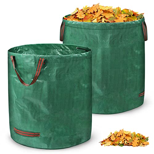 NAIZY Gartensack 2 Stück 272L Gartenabfallsack Stabil PP 150g/m² Gartensäcke Grünabfall mit Griffen Laubsack Reißfest Wiederverwendbar Gartensäck Multifunktionale Laubsäcke von NAIZY