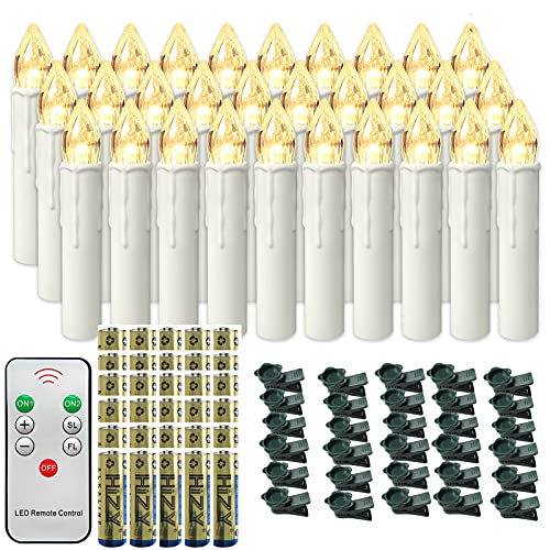 NAIZY LED Kerzen mit Fernbedienung 30 stück Warmweiß Weihnachtskerzen Flackernde Flamme Kabellose mit Batterie und Clip IP44 für Outdoor Weihnachtsdekoration, Party und Hochzeit NAIZY LED Kerzen mit Fernbedienung 30 stück Warmweiß Weihnachtskerzen Flackernde Flamme Kabellose mit Batterie und Clip IP44 für Outdoor Weihnachtsdekoration, Party und Hochzeit von NAIZY