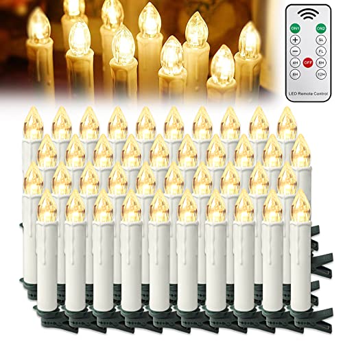 NAIZY LED Kerzen mit timerfunktioner Fernbedienung 40 Stück Warmweiß Weihnachtskerzen Flackernde Flamme Kabellose Weihnachtscandle AA Batterie, IP44 LED Candle mit Clip, für Dekoration(ohne Batterie) NAIZY LED Kerzen mit timerfunktioner Fernbedienung 40 Stück Warmweiß Weihnachtskerzen Flackernde Flamme Kabellose Weihnachtscandle AA Batterie, IP44 LED Candle mit Clip, für Dekoration(ohne Batterie) von NAIZY