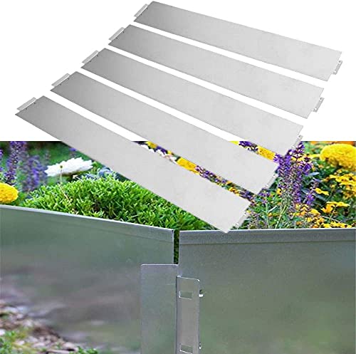 NAIZY Metall Rasenkante 10m-10 stück Mähkante Verzinkt 100 x 15 cm per Stück Anpassbare Flexibel Beetumrandung für Gartenpflanzen Gemüseanbau Floral, Silber von NAIZY