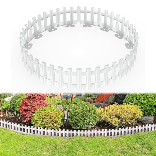 NAIZY Rasenkante Kunststoff 6 Stück Beeteinfassung Biegbarer Pflasterkante mit Erdanker Beetumrandung Mähkante Plastikzaun für Garten Rasen Dekorativ, Weiß (6 Stück/258cm) von NAIZY