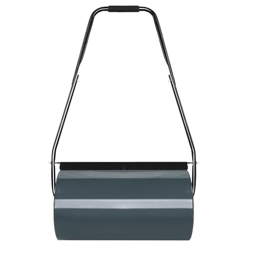 NAIZY Rasenwalze Befüllbar mit Wasser/Sand, Handwalze Gartenwalze mit U-Griff Gartenrolle mit 57cm Walzenbreite, 32cm Durchmesser, 46L Füllvolumen Metall Rasenroller Gartenfräse - Anthrazit von NAIZY