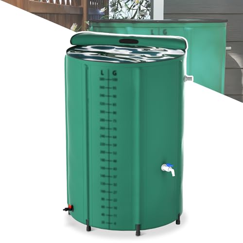 NAIZY Regentonne 500 Liter Regenwassertonne Zusammenklappbar Regenwassertank mit PVC Schutzabdeckung & Stützstangen & Ablassventil & Abgestufte Skala & Wasserhähne Wassertank, Grün 132 Gallone NAIZY Regentonne 500 Liter Regenwassertonne Zusammenklappbar Regenwassertank mit PVC Schutzabdeckung & Stützstangen & Ablassventil & Abgestufte Skala & Wasserhähne Wassertank, Grün 132 Gallone von NAIZY