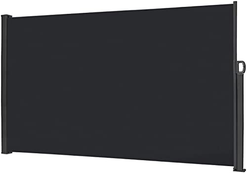 NAIZY Seitenmarkise 180x300cm Balkon Sichtschutz Ausziehbar Sichtschutzwand 100% Polyester & Alu Ständer Vertikalmarkise Blickdicht UV-Schutz Seitenrollo mit Griff für Balkon und Terrasse, Anthrazit von NAIZY