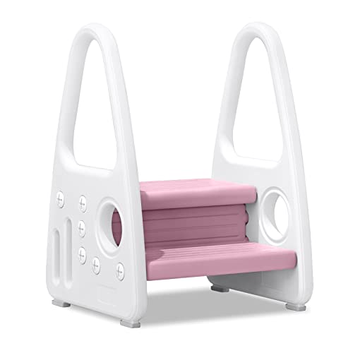 NAIZY Tritthocker Kinder 2-Stufen Lernturm Hocker Kinder HDPE Kinder-Trittschemel Doppeltritthocker Bad Toiletten Schlafzimmer Tragfähigkeit von 50 kg, Rosa NAIZY Tritthocker Kinder 2-Stufen Lernturm Hocker Kinder HDPE Kinder-Trittschemel Doppeltritthocker Bad Toiletten Schlafzimmer Tragfähigkeit von 50 kg, Rosa von NAIZY