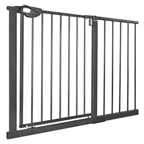 NAIZY Türschutzgitter für Kinder, N Stop Safety Gate Treppenschutzgitter mit Ohne Bohren und Metall Gitter/Erweiterbar mit separater Verlängerung / 105-115 cm breit - Schwarz von NAIZY