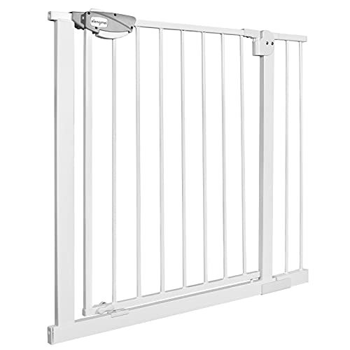 NAIZY Türschutzgitter für Kinder, Treppenschutzgitter N Stop Safety Gate mit Ohne Bohren und Metall Gitter/Erweiterbar mit separater Verlängerung / 85-95 cm breit - Weiß von NAIZY