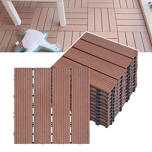 NAIZY WPC Terrassendielen 30x30cm Balkon Boden Terrassenfliesen 33 Stück mit Klicksystem, Balkon Bodenbelag Bodenfliesen für Balkon und Garten, 3㎡ Braun NAIZY WPC Terrassendielen 30x30cm Balkon Boden Terrassenfliesen 33 Stück mit Klicksystem, Balkon Bodenbelag Bodenfliesen für Balkon und Garten, 3㎡ Braun von NAIZY
