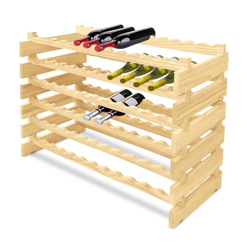 NAIZY Weinregal Holz Flaschenregal 6 Ebenen für 72 Wine Rack Getränkeregal Stapelbar Weinflaschenhalter Weinhalter, für Bar, Küche, Esszimmer von NAIZY