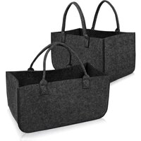 Filztaschen 2 Stück Kaminholztasche Filz, Faltbar Groß Kaminholzkorb Filztasche Shopper für Holz Zeitungen Kaminholz Filztasche - Anthrazit Naizy von NAIZY