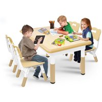 Kindertisch mit 4 Stühlen Plastik Kindersitzgruppe Kinder Tisch Stuhl Set Höhenverstellbar Sitzgruppe Maltisch Kindermöbel für Jungen Mädchen ab 2 von NAIZY