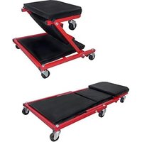 Werkstatt Rollbrett 2-in-1 Klappbar Montagerollbrett Werkstattliege Montageliege mit 360° Lenkrollen Montagehocker, bis 150KG Naizy von NAIZY