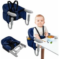 Tischsitz Baby Blau Sitzerhöhung Stuhl Kind Hochstuhl Faltbar mit Rutschfeste Griff & Sicherheitsgurt & Aufbewahrungstaschen Kinderhochstuhl für von NAIZY