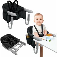 Naizy - Tischsitz Baby Schwarz Sitzerhöhung Stuhl Kind Hochstuhl Faltbar mit Rutschfeste Griff & Sicherheitsgurt & Aufbewahrungstaschen von NAIZY