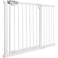 Türschutzgitter für Kinder, n Stop Safety Gate Treppenschutzgitter mit Ohne Bohren und Metall Gitter / 105 - 115 cm breit - Weiß Naizy von NAIZY