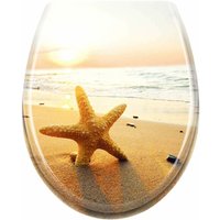 WC-Sitz mit Absenkautomatik Toilettendeckel Toilettensitz aus Hartplastik Antibakteriell Klodeckel aus Duroplast Universal Größe(Seestern) Naizy von NAIZY