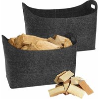 Xxl Holzkorb für Kaminholz, 2 Stück Faltbar Groß Kaminholzkorb aus extradickem Filz Shopper für Holz Zeitungen Kaminholz Filztasche - Anthrazit Naizy von NAIZY