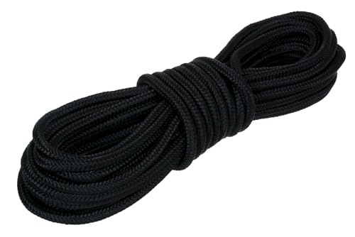 NAJDER - Polypropylen-Seil Textilseil Leine Schnur - Geflochtenes Seil Flechtleine mit Traglast bis 14150 N - Polypropylenseil 12 mm in Schwarz - 20 Meter von NAJDER