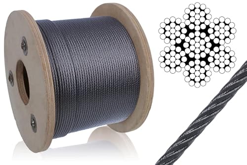 NAJDER - Stahlseil - Edelstahlseil - Gewebtes Stahlseil 7x19 - Zugfestes Seil 1570 N/mm2 - Säurebeständiges Stahlseil - Spannseil - Balustradenseil - Durchmesser 4mm - 20 Meter von NAJDER