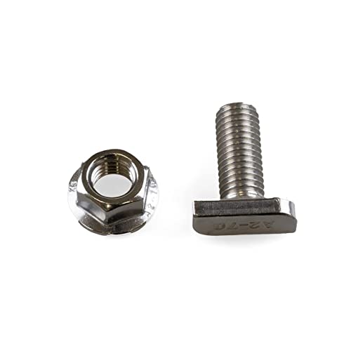 NAKA Hammerkopfschrauben-Set inkl. Mutter M10 Photovoltaik-Aluprofil A2-70, Edelstahlschraube Befestigung von Solarmodul-Halterung, Halfenschraube PV-Modul-Halterung Montageschiene 28/15 25mm 10 Stk. von NAKA