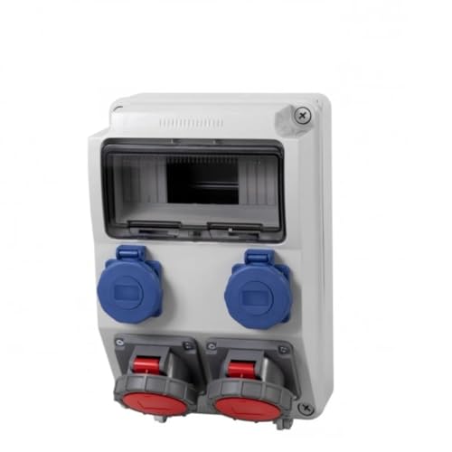 NAKA Stromverteiler Wandverteiler Steckdosen CEE 2x32A 2x230V Baustromverteiler Elektroinstallation 9 Modulen IP65 von NAKA